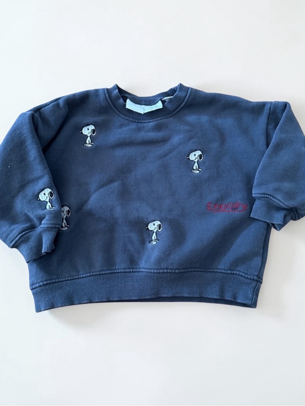 Zara Toddler Snoopy Sweatshirt 3T Gray Peanuts Embroidered Crewneck Unisex